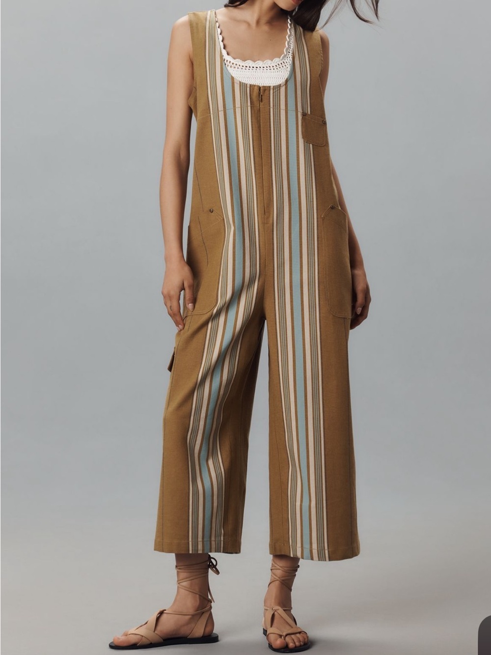 Pilcro Striped Olive Green One-Piece Jumper